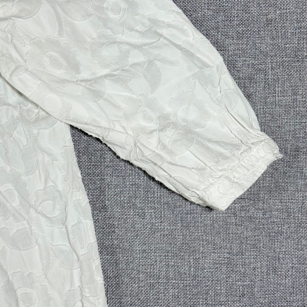 Hester & Orchard Floral Eyelet Blouse Women Large White Pintuck Boho Cottagecore - Picture 5 of 13